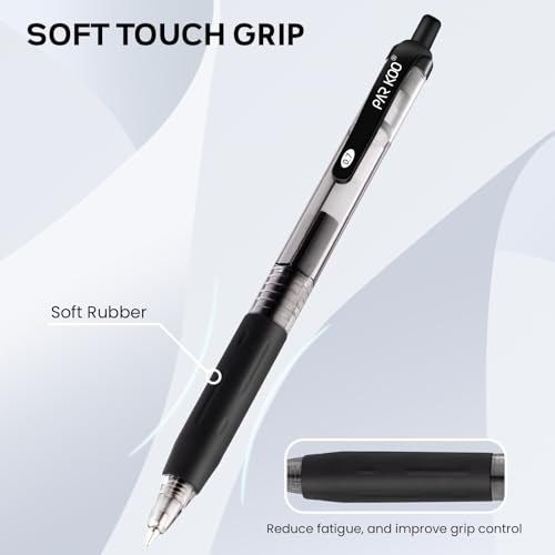 ParKoo Set de 100 bolígrafos retráctiles de tinta negra gel 0.7mm miniatura 4