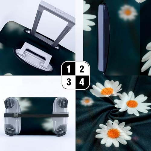 Travel Luggage Cover Suitcase Protector Scratch-Resistant Fit Not Included Suitcase White Flowers Daisy XL-30-32in4