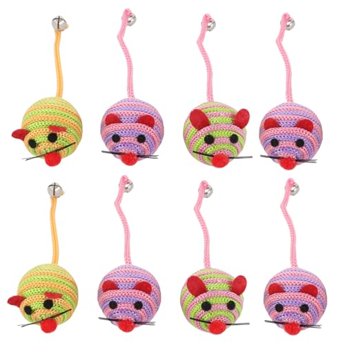 ノーブランド品 8個 ネズミが猫をからかうボール わんわん 猫のペットのおもちゃ で覆われた 屋内猫用の子猫のおもちゃ. ぬいぐるみ 子犬 子猫のお誘いのおもちゃ 犬のおもちゃ ナイロン