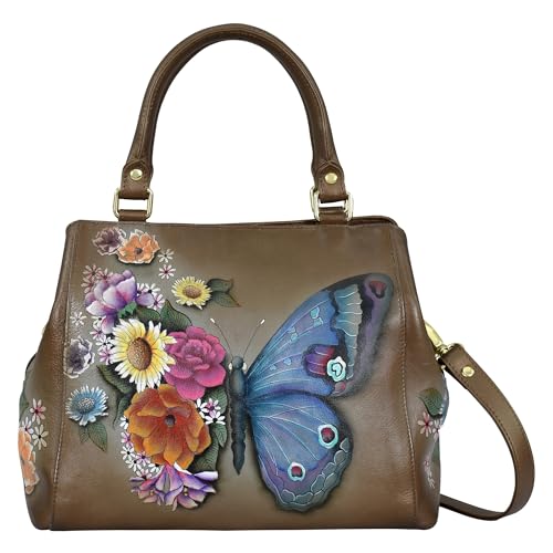 Image of Anuschka Women's Leather Satchel - Hand-Painted Genuine Leather Handbag with Detachable Strap for Everyday Use - 690, Satchel