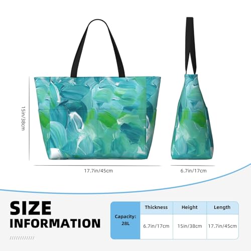 blue oil paint texture Print Foldable Lightweight Family Beach Bag for Men Women Beach Tote Bag Portable Gym Bag4