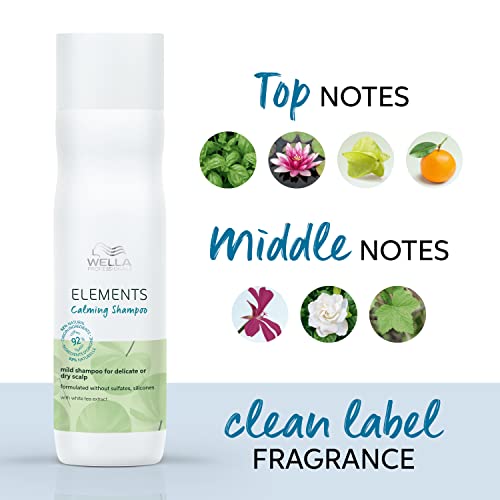 Image of Wella Professionals Elements Calming Shampoo | 250 ml | Gentle, Mild Hair Cleanser | Sulfate, Silicone & Paraben Free | 92% Natural Origin Ingredients (Pack of 2)