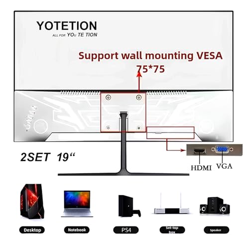 Image of 19-inch Full HD 75Hz Small Thin Monitor for laptops, Computers and desktops, HD+ 1440 x 900p, Anti-Glare, LED Display, VGA /HDMI Connection