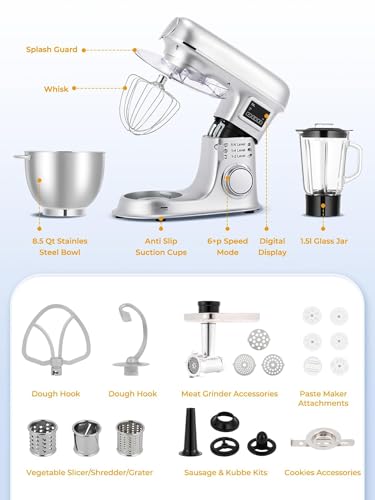 Batteur sur socle avec bol en acier inoxydable pour grands repas