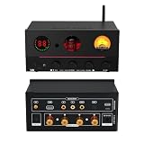 SUCA AUDIO X10 Röhren-DAC-Verstärker, USB/Optical/Coaxial/USB-Stick/RCA/Bluetooth-Eingänge DAC, 165W x 165W TDA7498E 2.1-Kanal-Stereo mit ECC83, AUX/Lautsprecher/3.5mm ausgänge Verstärker, Schwarz