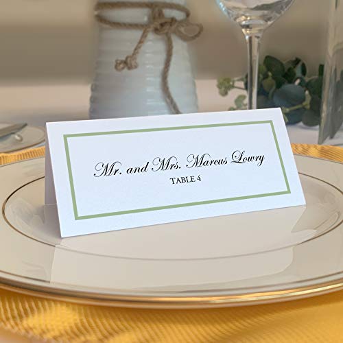 Single Line Border Printable Place Cards, Sage (Choose Color), Set of 150 (25 Sheets), Laser & Inkjet Printers - Wedding, Party, Dinner, and Special Events - Made in the USA