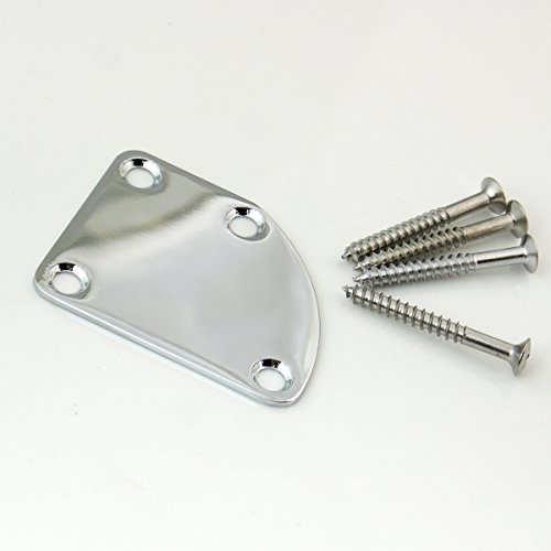 Universal Guitar Neck Plate For Stratocaster Deluxe w/Screws- CHROME