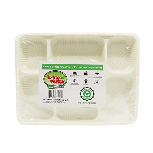 Verka Bandeja de 6 compartimentos (Thali), biodegradable, 40 unidades