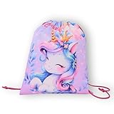 damaloo Einhorn Brotzeitbeutel 22x26 cm für Mädchen - Unicorn Kindergarten Beutel - Kleine Einhorntasche als Essensbeutel – Kita Frühstücksbeutel – Snacktasche, Pausenbrottasche für Brotzeit