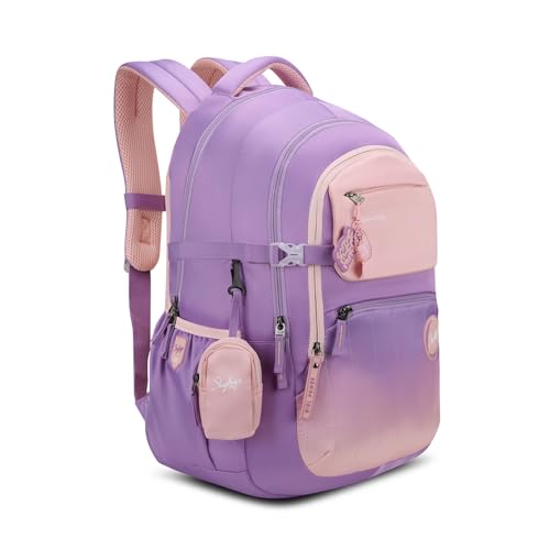 Image of Skybags Riva 37L Casual Backpack for Girls with 3 Compartments & Adjustable Shoulder Strap | 16 Inch Padded Laptop Sleeve | Detachable Happy Pouch & Secret Pocket | Perfect for School & Travel