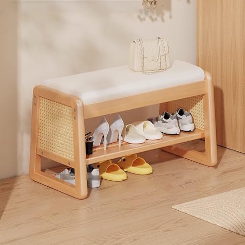 Banc de bout de lit en rotin et bois pour un salon ou une chambre rangée