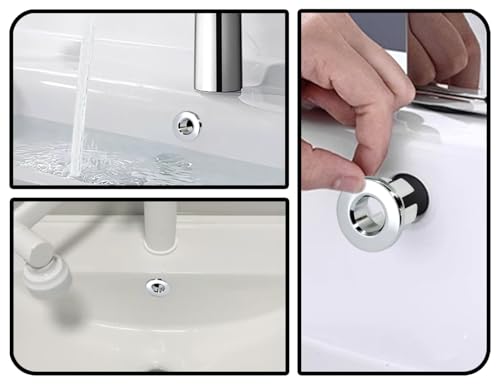 KAPSING 2 Stück Waschbecken Überlauf Abdeckung,Runde Messing KüChe Spüle Überlaufabdeckungen,Waschbecken Ersatz Ring,für Badezimmer Badewanne(Silber,22-24mm)