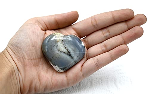 Dendrite Agate Crystal Heart Palm Stone - Pocket Massage Worry Stone for Natural Body Chakra Balancing Reiki Healing and Crystal Grid - Image 3