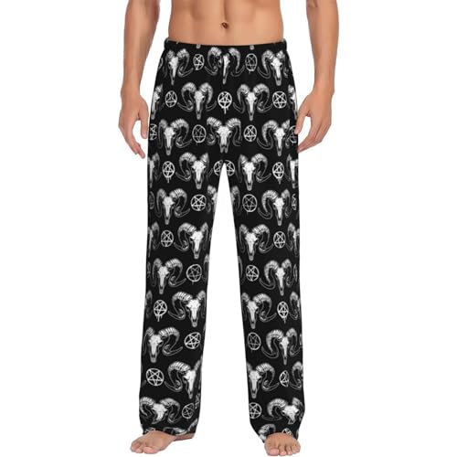 Vosery Mens Pajama Pants Bottoms With Pockets- Gothic Cool Goat Skull Soft Men Lounge Pants, Comfy Mens Pj Pants4