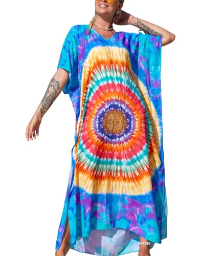 Image of NFVNKJ Women's Plus Size Beach Lounge Kaftan Maxi Dress Swimsuit Coverup for Women