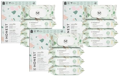 Image of The Honest Company Hypoallergenic Multi-Use Baby Wipes for Sensitive Skin, Geo Mood 72 Count (Pack of 12)
