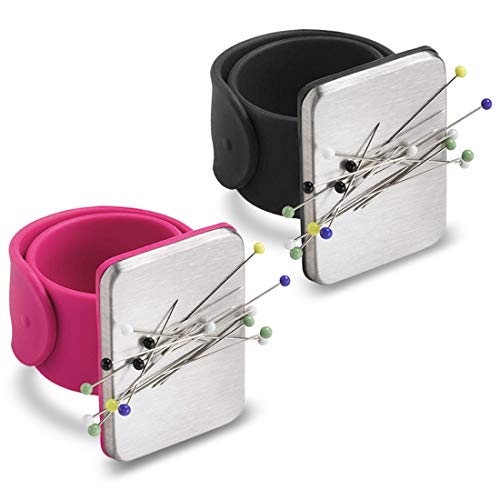 jeeriy 2 Pack Magnetic Wrist Sewing Pincushion, Pin Cushion Holder for Hair Clips