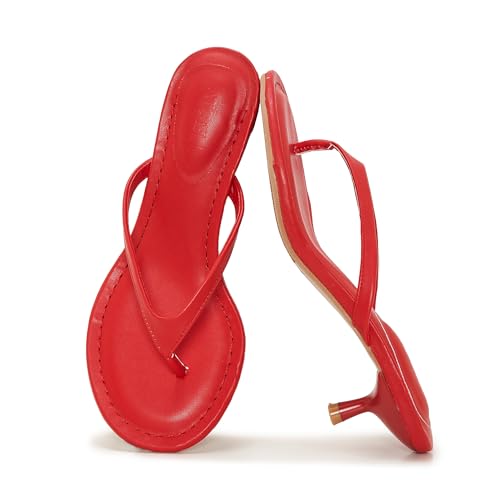 Image of Kitten Heel Thong Sandals for Women Slip-on Low Heeled Sandal Fashion Summer Flip Flops Heels