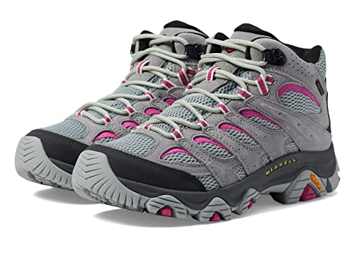 Merrell Women's Moab 3 Mid Waterproof Hiking Boot, Monument/Fuchsia, 8.5 M US