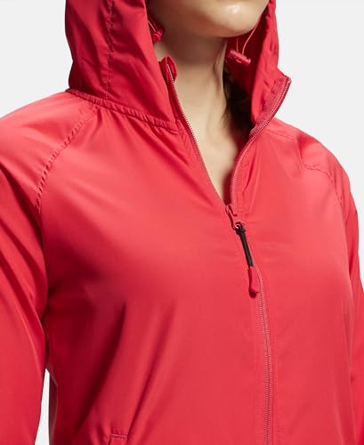 Image of Jockey MW50 Women's Microfiber Fabric Relaxed Fit Raglan Styled Water Resistant Hoodie Jacket with Stay Dry Treatment