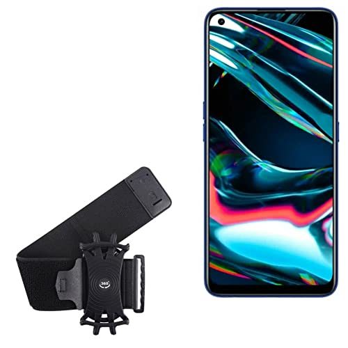 BoxWave Holster Compatible with Realme Q3t - ActiveStretch Sport Armband, Adjustable Armband for Workout and Running - Jet Black