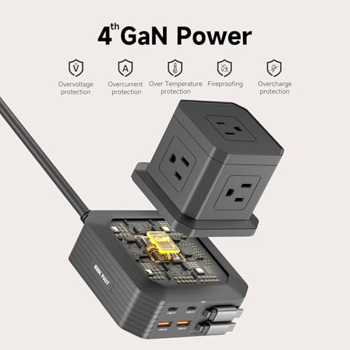 Estación de Carga (100W), Multitoma USB C 11-en-1 con Protección contra Sobretensiones, Cable de Extensión de 2.01 m, 4 Puertos USB C y 2 USB A, 5 Tomas AC para Oficina y Dormitorio miniatura 6