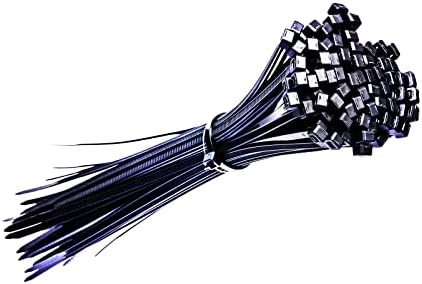 100pcs Black Cable Ties, 200mm x 3.6mm, 8" Premium Nylon Zip Ties, Multi-Use Tie Wraps, Secure Self-Locking Indoor/Outdoor, Wire Management, Cable Tidy Under Desk, Home, Gardening, Office and DIY
