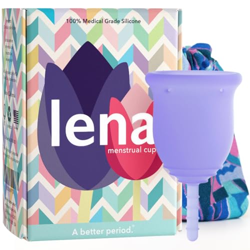 Lena Menstrual Cup Original – Reusable Silicone Period Cup for Regular Flow, 12-Hour Leak-Free Protection, Soft & Comfortable, Beginner-Friendly Design - Small, Purple