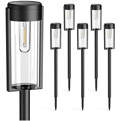Solar Pathway Lights Outdoor 6 Pack, BUCASA Upgraded Super Bright Up to 12 Hrs Long Lasting Solar Outdoor Lights, IP65 Waterproof Auto ON/Off Landscape Path Lights for Walkway Driveway Patio Yard Cover