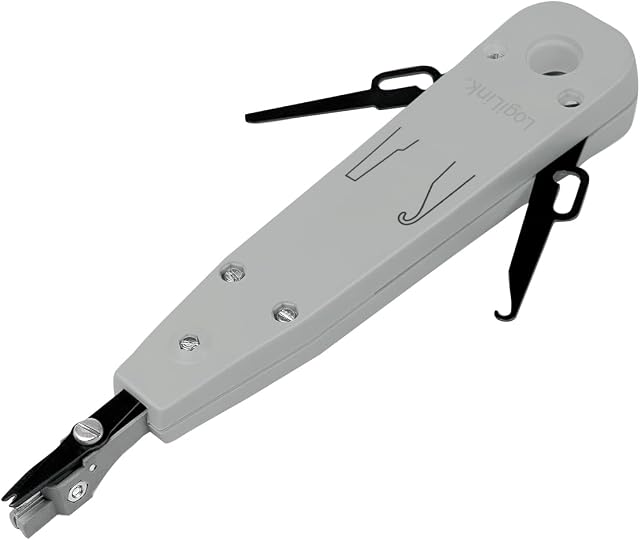 LogiLink Professional WZ0001A WZ0001A-LSA narzędzie do nakładania puszek podtynkowych i podtynkowych ze stykami samogwintującymi do łatwego okablowania sieciowego, szare