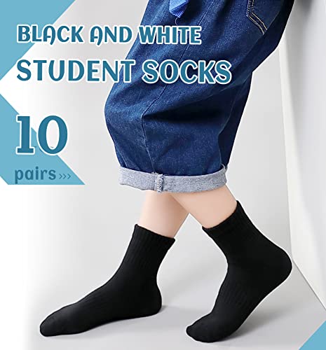 Image of DoSmart Kids Athletic Crew Socks Boys Girls Classics Cotton School Uniform Childs Sports Breathable Casual Socks 10 Pairs