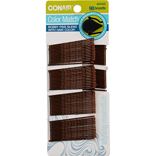 Conair Color Match Bobby Pins, Brunette, 1-Pack Of 90-Pieces #TOP3