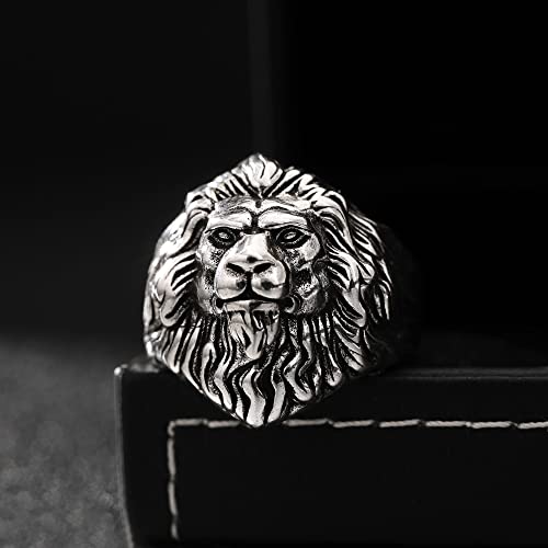 Yumikoo Lion Ring for Men Titanium Stainless Steel Open Adjustable Ring3