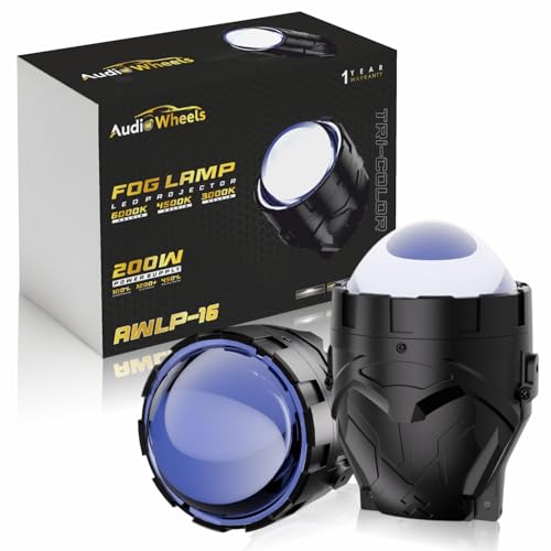 Image of Audio Wheels 3 Inch LED Projector Fog Lamp | 200W High-Intensity | Tri-Color - 3000K Yellow / 4500K Warm White / 6000K White | Premium Aluminium Housing | 1-Year Warranty