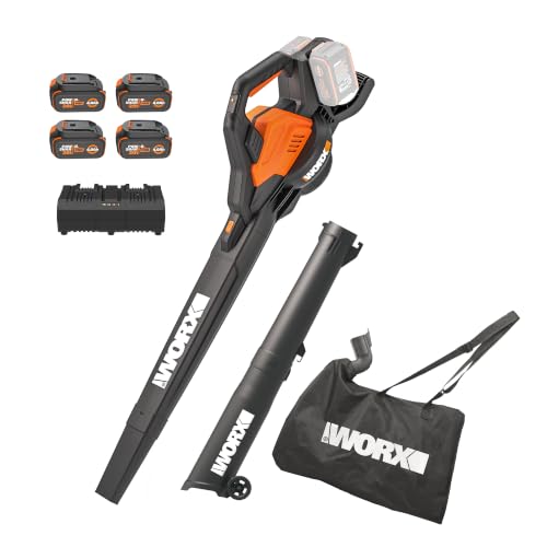 WORX 40V 3-in-1 Cordless Leaf Blower/Leaf Vacuum/Leaf Mulcher, WG583.1 | Brushless Power, 210 MPH Air Speed, Dual-Speed Control, 4 x 4.0 Ah Batteries & 4.0 A Charger Included, PowerShare - image 1