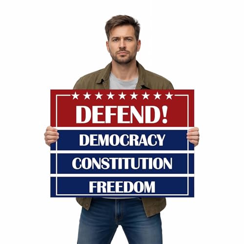 Protest Defend Democracy Signs to Carry 18 x 24 Inch Waterproof Outdoor Signs for Rally March Demonstration Public Gathering