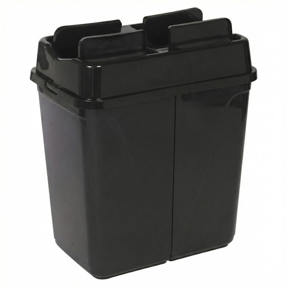 URBNLIVING Duo Kitchen Bin Double Waste Separation Recycling Garbage Can 2 Compartments With Base Connectors (Black, 100 L) โ image 1