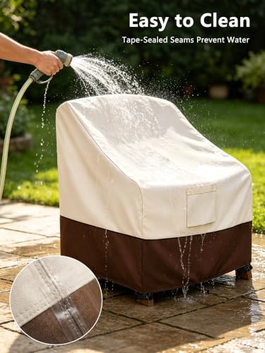 Image of Bitubi Waterproof 2 Pack Patio Adirondack Chair Cover for Outdoor Chair Size Up to 30W x 34D x 36H inch,Outdoor Lawn Patio Furniture Covers (Brown)