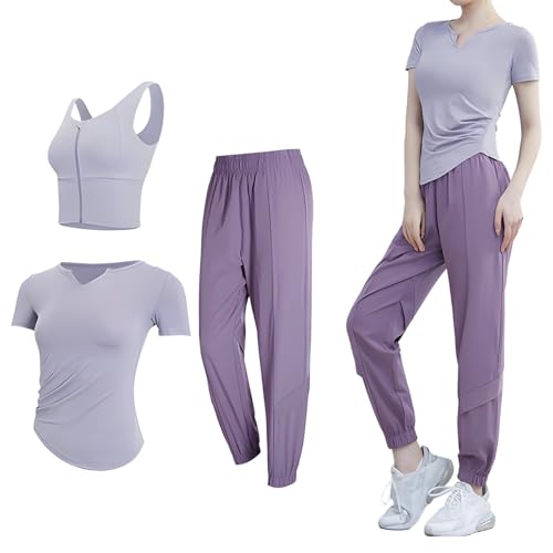 Vêtements de sport femme XXL ensemble leggings t-shirt brassière yoga