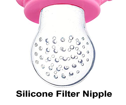 Image of Baby Feeding Set: 3-Piece Silicone Baby Fruit Nibbler & Feeder, Heat Sensor Spoon (Multicolor)