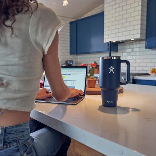 Image of Hydro Flask 32 Oz Travel Tumbler with Handle, Lid and Straw - Insulated Stainless Steel in 32 Oz Indigo Blue