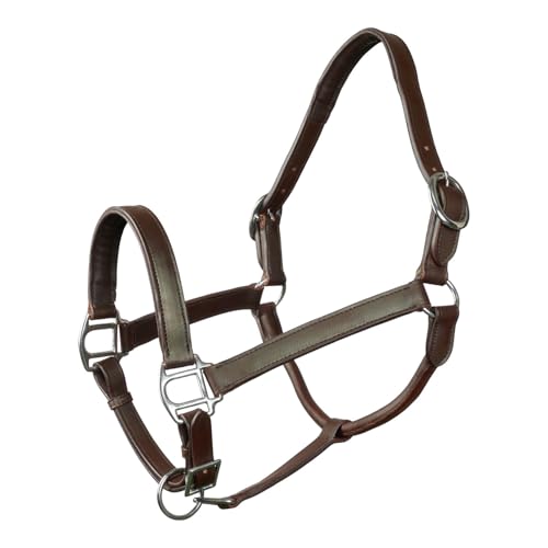 TuffRider Millers Padded Rolled Throat Leather Halter-Havana Brown -Horse