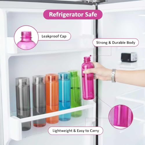 Image of RED WIND Unbreakable 1 Litre Transparent Water Bottles | Pack of 12 | Multicolor | Leakproof Screw Cap | BPA-Free | Bottles for Fridge, Gym, Home, Office, School and Travel