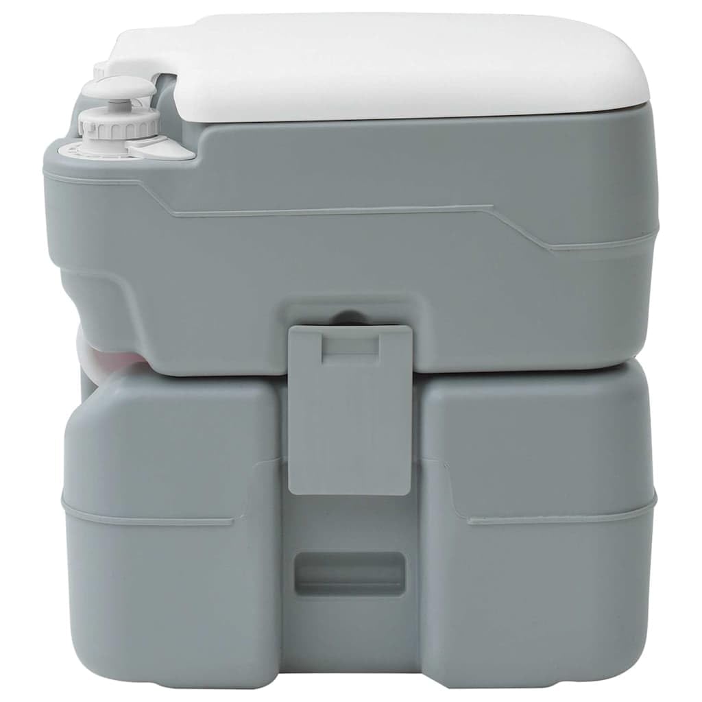 Graue Camping-Toilette aus hochdichtem Polyethylen, 41,5 x 36,5 x 42 cm, tragbar für Outdoor Camping wandern Trekking, Zelt und Reise, leicht zu reinigen für Ausflug und biwak