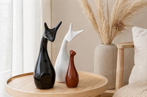 Image of Divyakosh Handmade Home Decoration Item, Ceramic Deer Family, Showpiece (Set of 3) for Living Room Decor, Gift Item, Modern Animal Figurine, Showcase Office Table Decor Housewarming