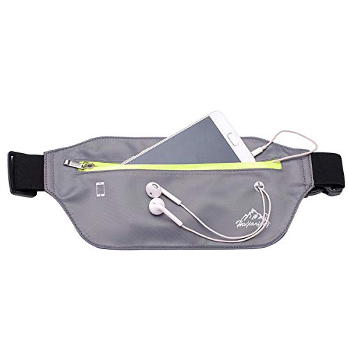 Slim Running Belt Fanny Pack, Ultra Light Waist Pouch Fitness Workout Belt Sport Exercise Waist Bag Pack for All Phone: Apple iPhone 8 X 7 6+ 5s Samsung in Running Gym Marathon Cycling(Grey)