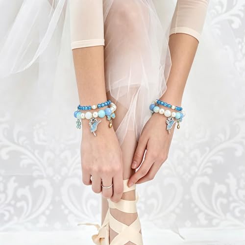 Image of Ballerina Bracelet Dance Recital Bracelet Ballerina Blue Bracelet Cute Ballerina Dance Beaded Bracelet Ballerina Friendship Bracelets Ballerina Party Jewellery