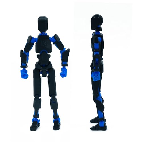 Image of Dummy 13 Action Figure Robot | Fully Articulated 3D Printed Robot Toy | 5.4-inch Collectible Figurine | Matte Finish| Unassembeled (Black-Blue)