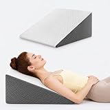 OAISZ Wedge Pillow for Sleep Apnea, Bed Wedge Pillow for Headboard, Headboard Triangle Pillow Wedge for Acid Reflux, After Surgery, Snoring, Cooling Memory Foam Top, Removable Cover, 24x24x12Inch