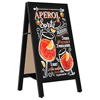 VAIIGO Magnetic Chalk Board Large A-Frame Chalkboard Signs 45x103cm, Double-Sided Wood A Board Pavement Signs Menu Board, Sandwich Blackboard with Built-in Shelf for Advertising, Wedding, Party, Cafes